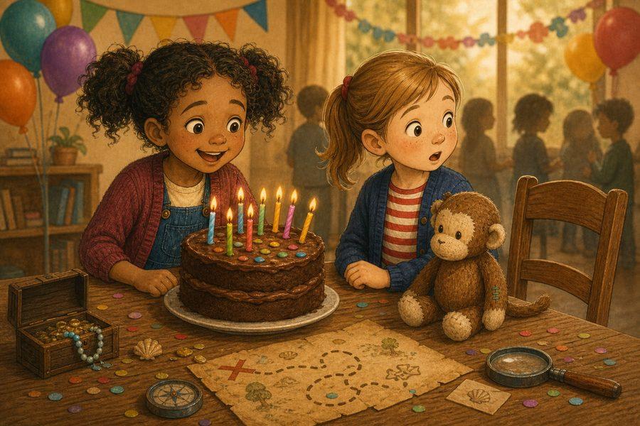 Clara und Grete feiern gemeinsam einen Kindergeburtstag.